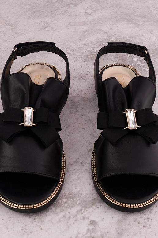 Sandali neri con fiocco e zirconia...