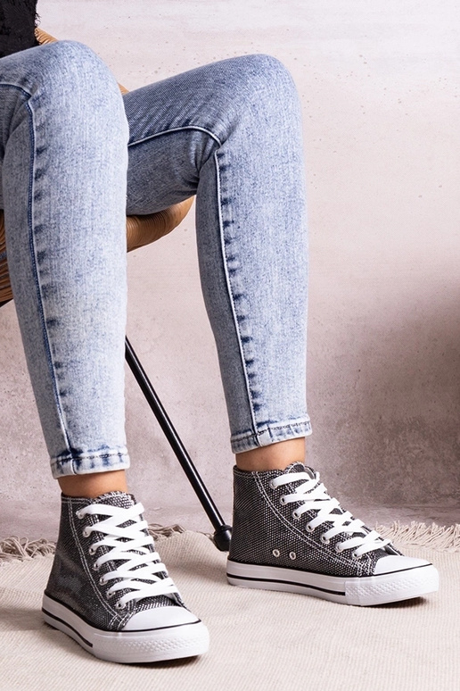 Sneakers alte nere in rete lucida di...