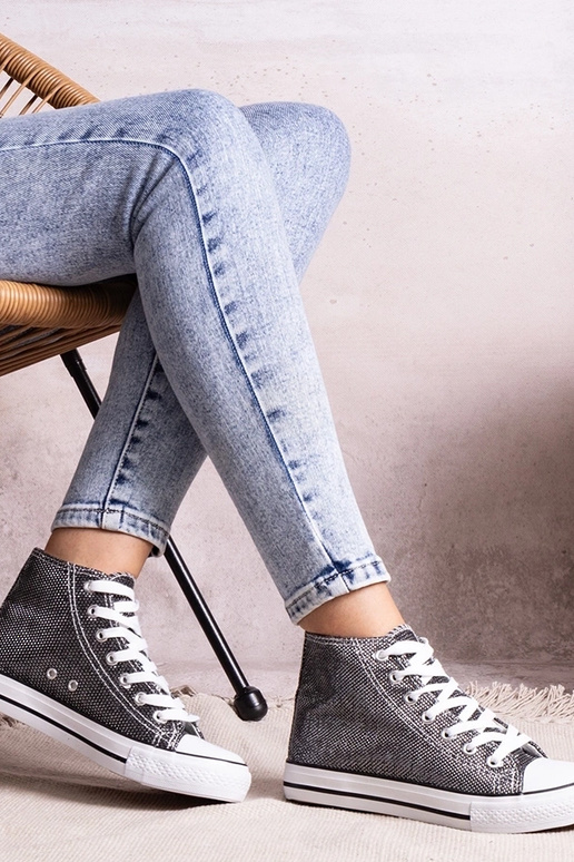 Sneakers alte nere in rete lucida di...