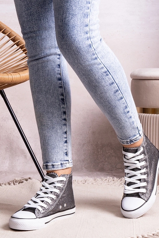Sneakers alte nere in rete lucida di...