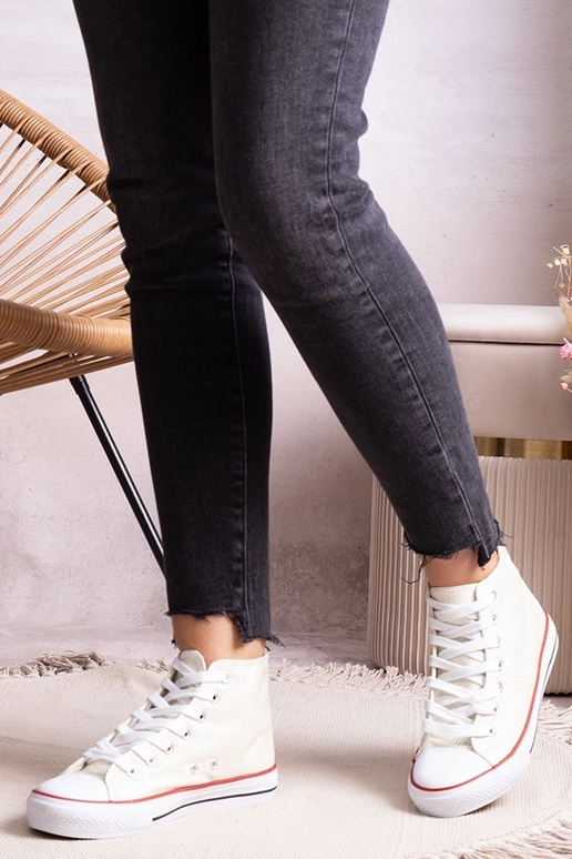 Sneakers alte bianche in rete lucida...