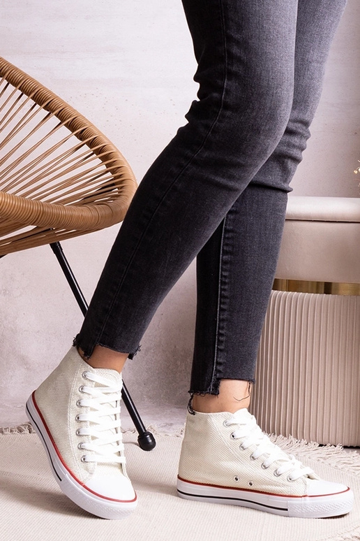 Sneakers alte bianche in rete lucida...