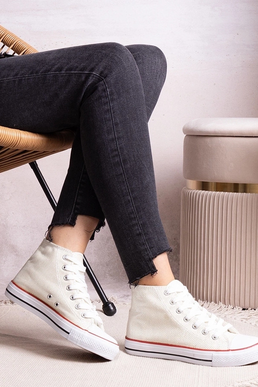 Sneakers alte bianche in rete lucida...