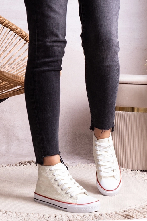 Sneakers alte bianche in rete lucida...