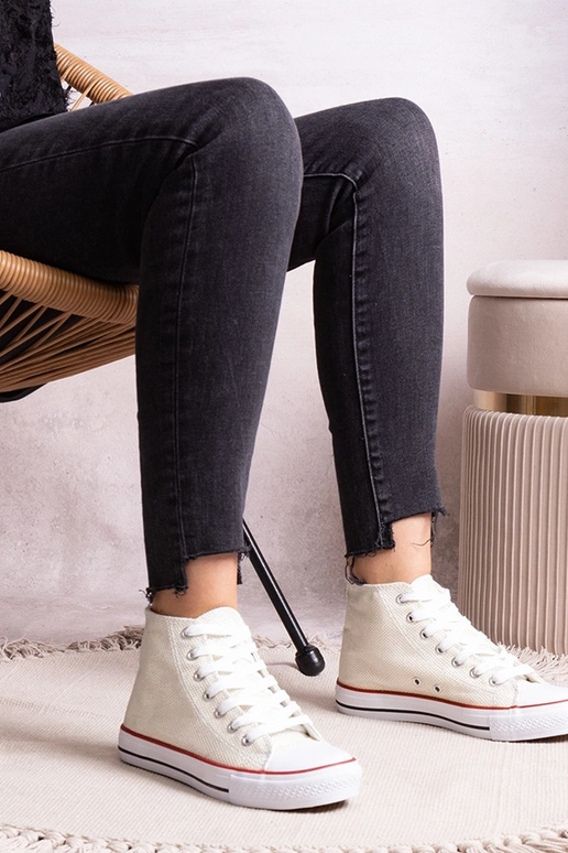 Sneakers alte bianche in rete lucida...