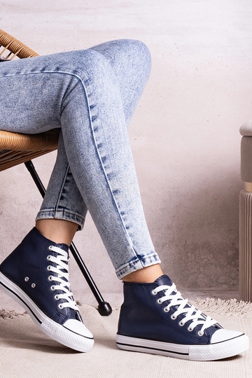 Sneakers alte blu scuro in pelle sintetica Bonifaca