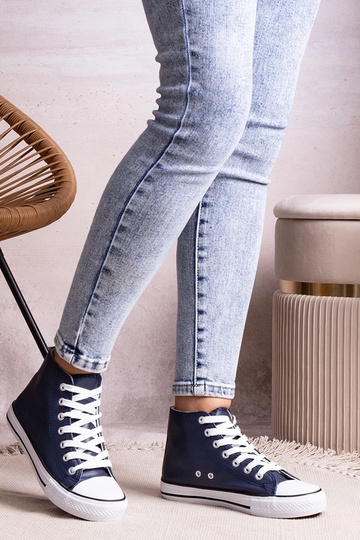 Sneakers alte blu scuro in pelle sintetica Bonifaca 2