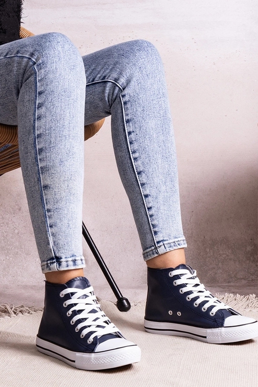 Sneakers alte blu scuro in pelle... Sneakers alte blu scuro in pelle...