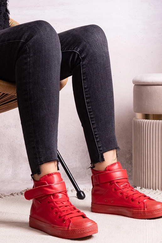 Scarpe sportive alte rosse in pelle...