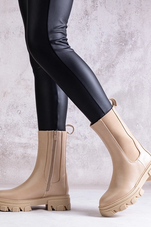 Stivali alti beige in ecopelle Manera