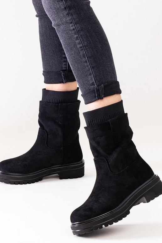 Stivaletti slip-on neri con calzino...