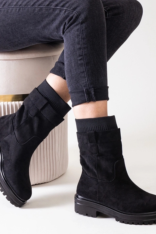 Stivaletti slip-on neri con calzino...