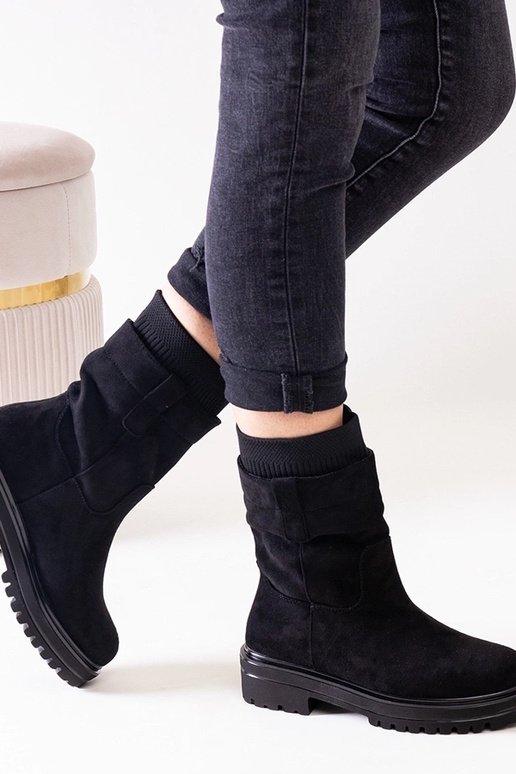 Stivaletti slip-on neri con calzino...