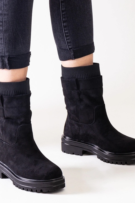 Stivaletti slip-on neri con calzino...