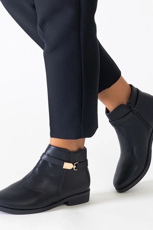 Stivaletti neri con inserti dorati in...