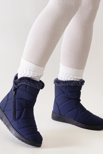 Stivali da neve blu navy decorati con pelliccia Khit
