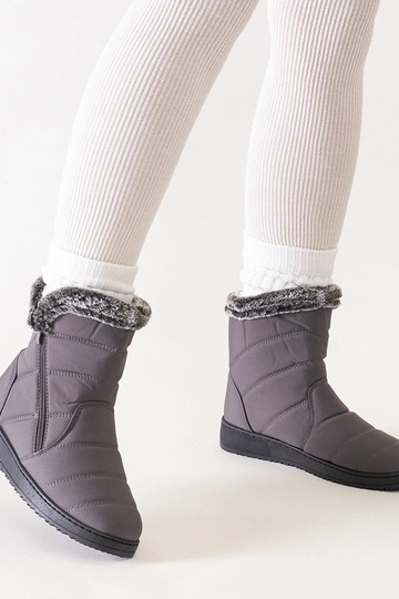 Stivali da neve grigi decorati con pelliccia Khit