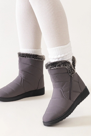 Stivali da neve grigi decorati con pelliccia Khit 2