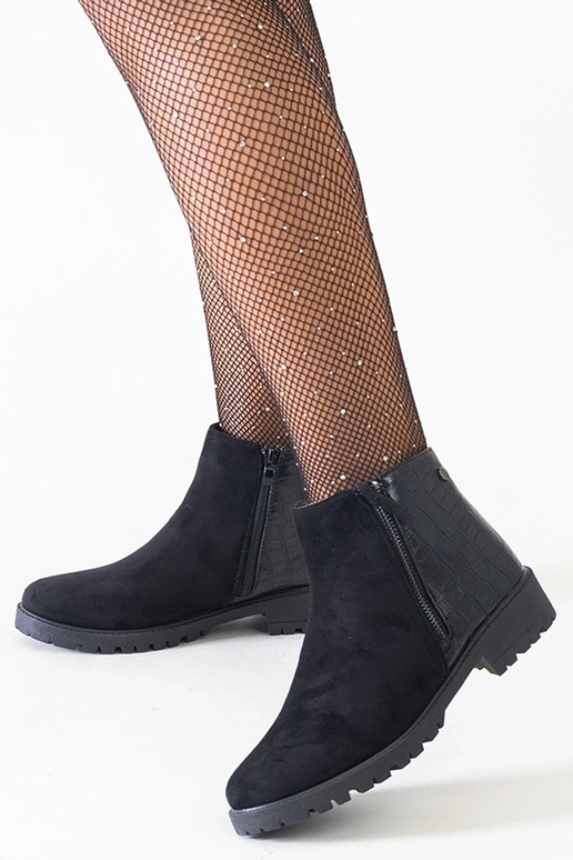 Stivali neri alla caviglia con motivo...