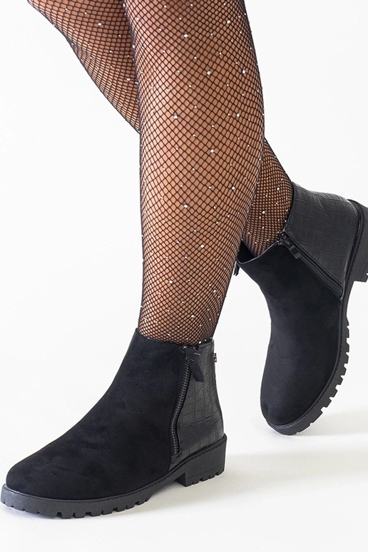 Stivali neri alla caviglia con motivo...