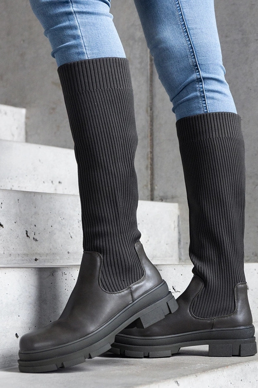 Stivali slip-on verdi con tomaia... Stivali slip-on verdi con tomaia...