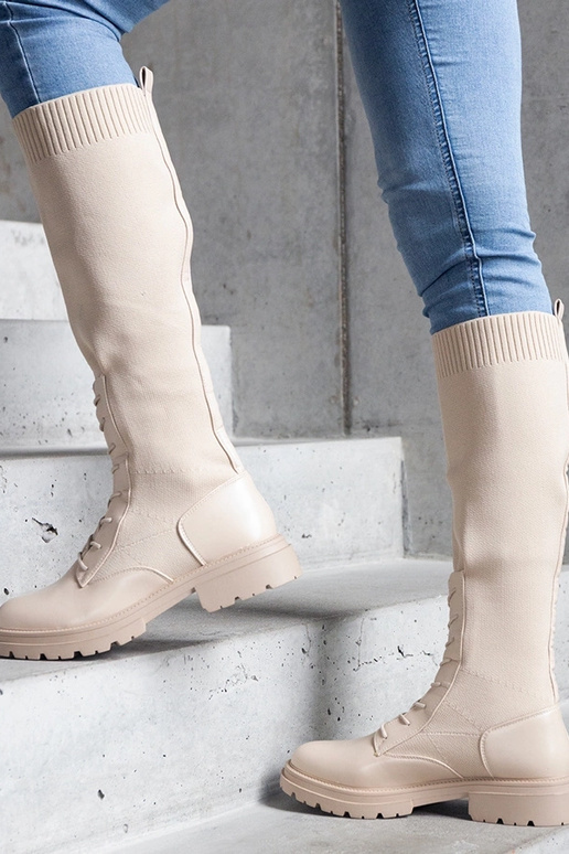 Stivaletti slip-on beige con tomaia...