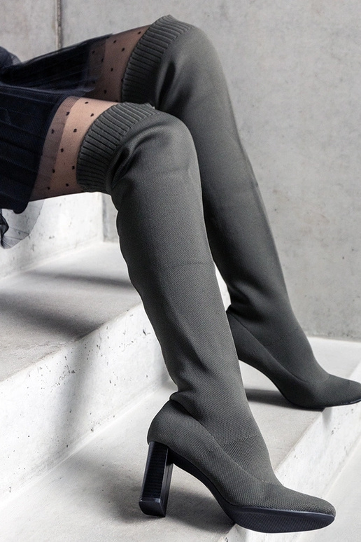 Stivali slip-on verdi con gambale...