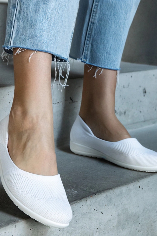 Ballerine in tessuto bianco di...