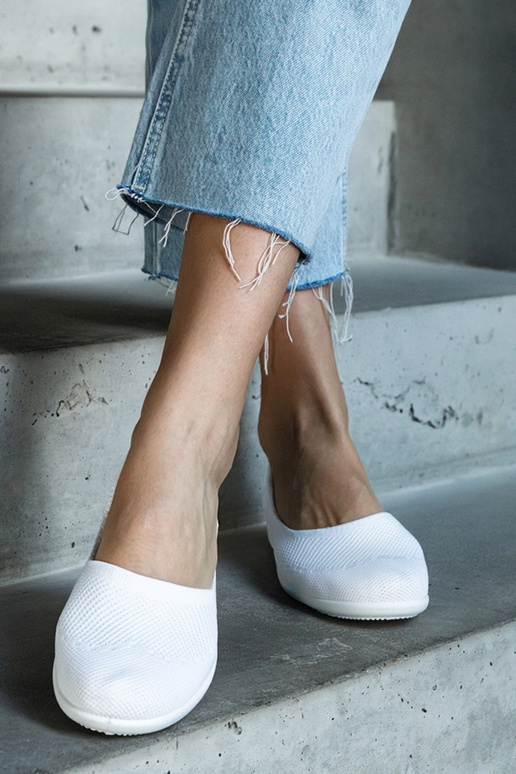 Ballerine in tessuto bianco di...