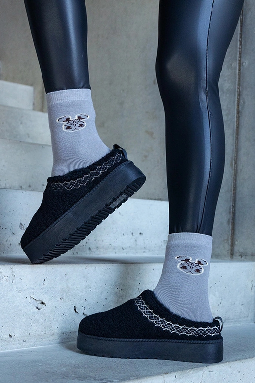 Scarponi neri con piattaforma e...