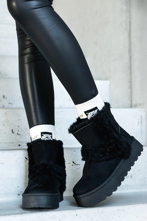 Stivali da neve in eco-suede nero con...