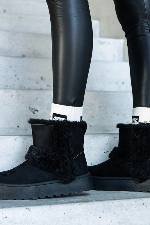 Stivali da neve in eco-suede nero con...