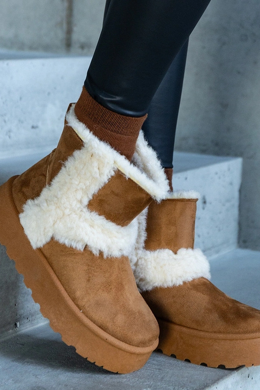 Stivali da neve in eco-suede marrone...