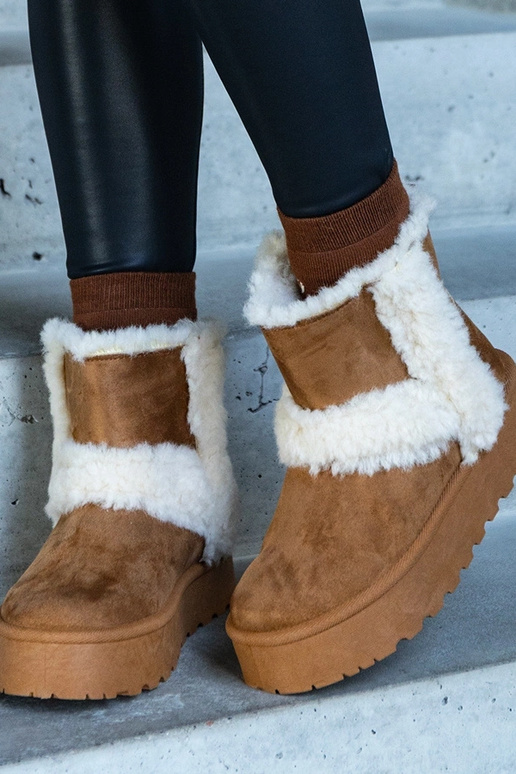 Stivali da neve in eco-suede marrone...