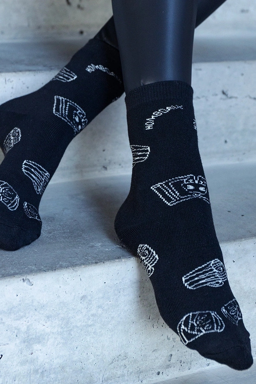 Calze calde bianco-neri Sella