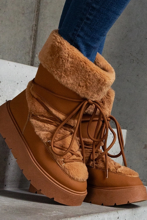 Stivali da neve marroni con lacci...