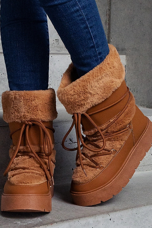 Stivali da neve marroni con lacci...