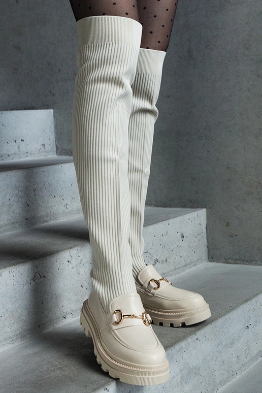 Stivali beige chiaro con tomaia...