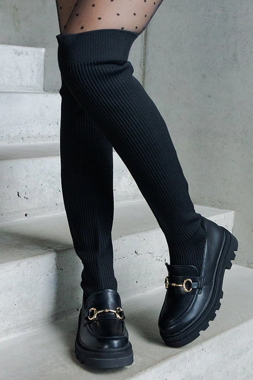 Stivali neri con gambale elastico e...