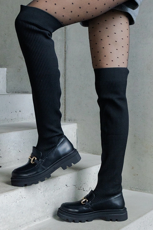 Stivali neri con gambale elastico e...