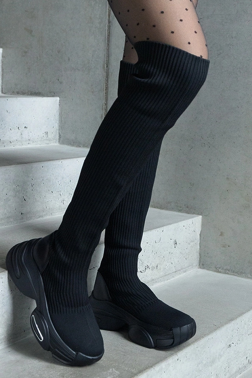 Stivali neri slip-on con gambale...