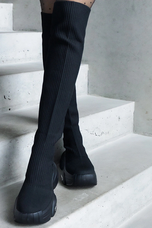 Stivali neri slip-on con gambale...