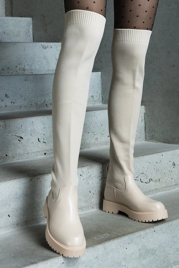 Stivali beige chiaro con...