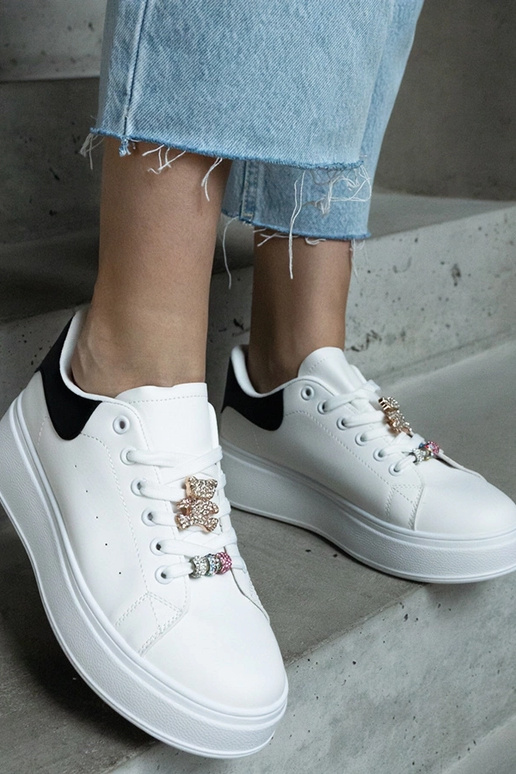 Sneakers bianche con plateau decorate...