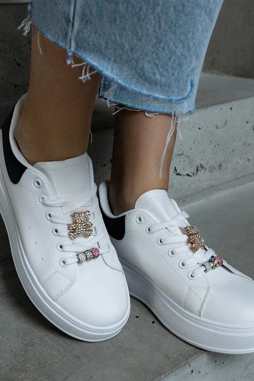 Sneakers bianche con plateau decorate...