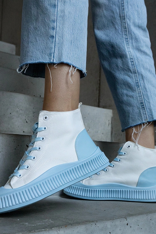Sneakers con plateau Terri blu e bianche
