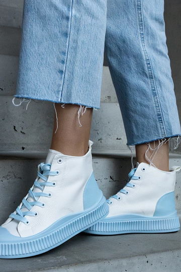 Sneakers con plateau Terri blu e bianche 2