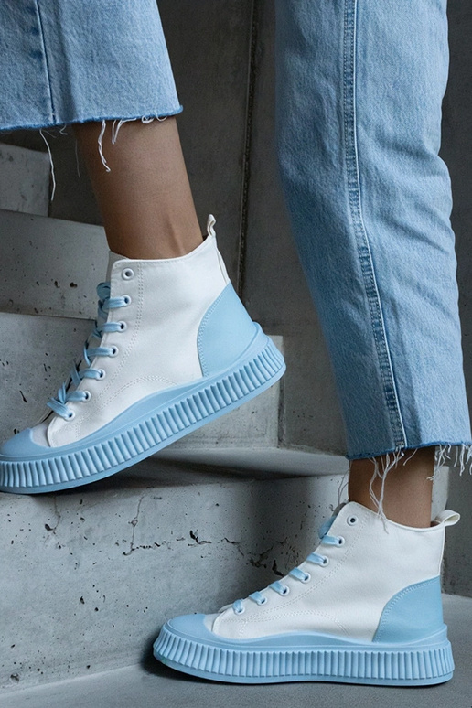 Sneakers con plateau Terri blu e bianche