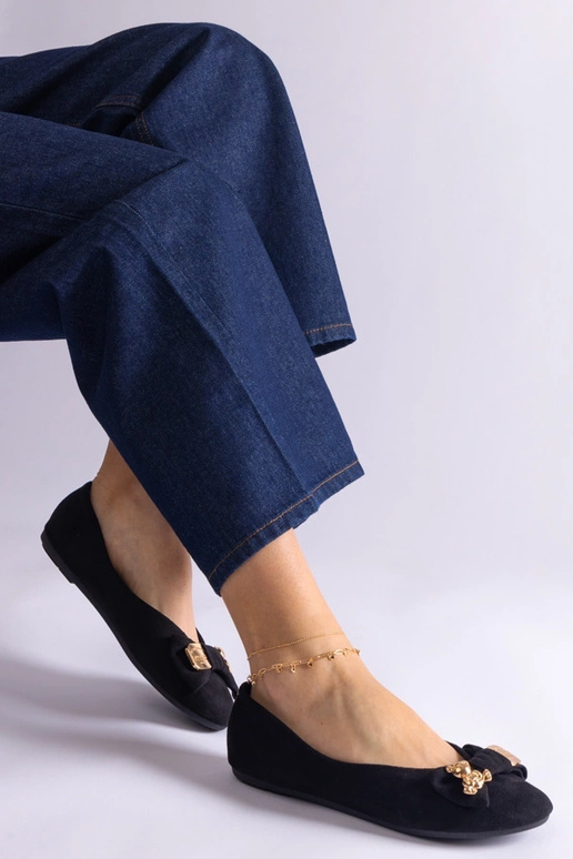 Ballerine nere decorate con fiocco e...