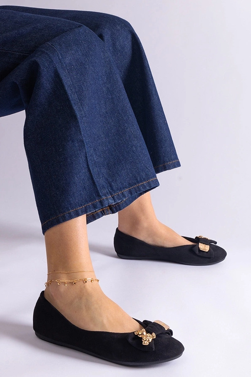 Ballerine nere decorate con fiocco e...